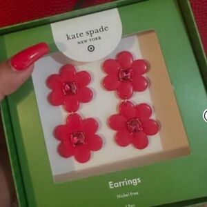 KATE SPADE NEW YORK X TARGET LINEAR FLORAL EARRINGS RED NIB